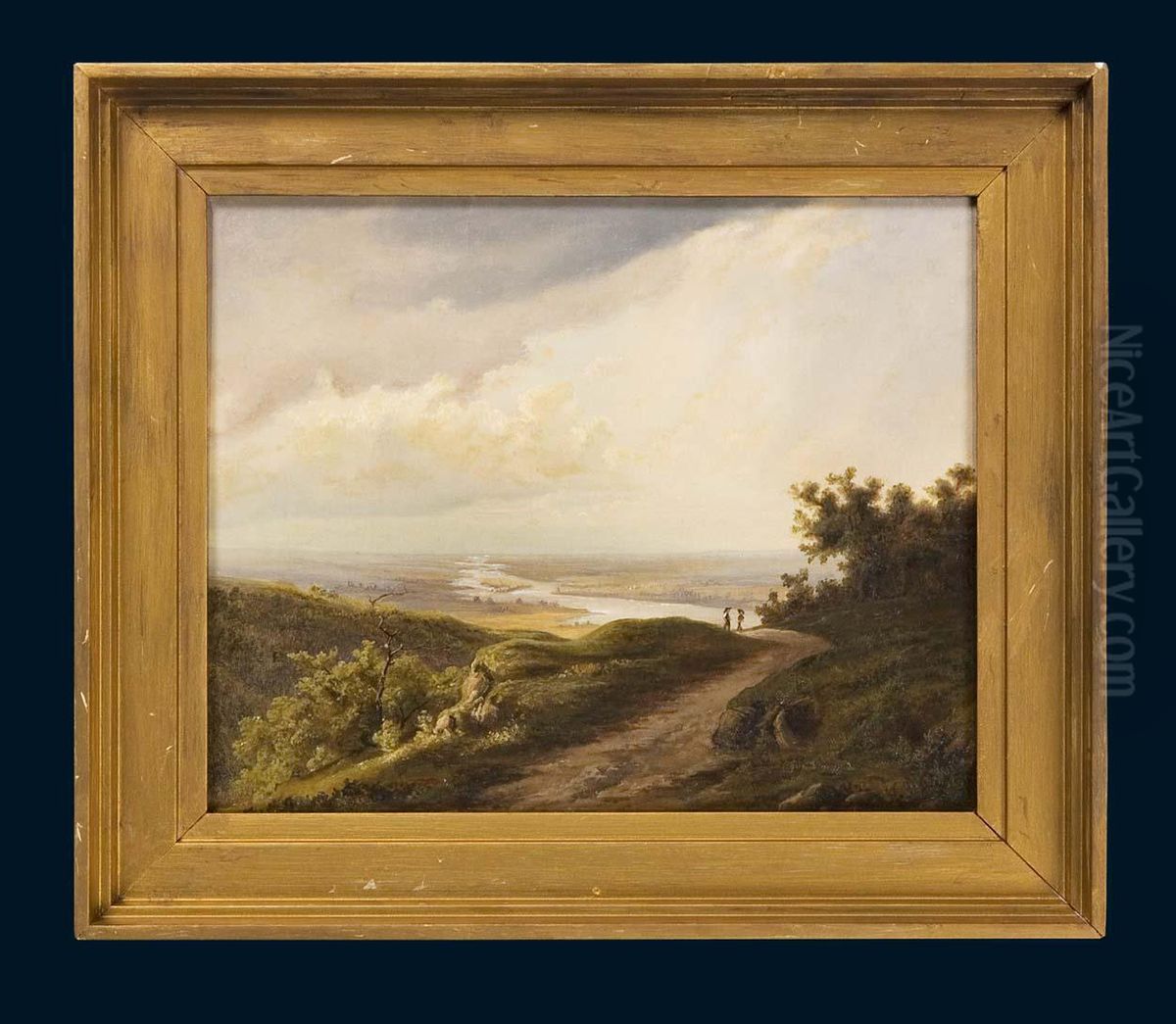 Weite Romantische Flus-landschaft Oil Painting by Christian Aug. Gunther