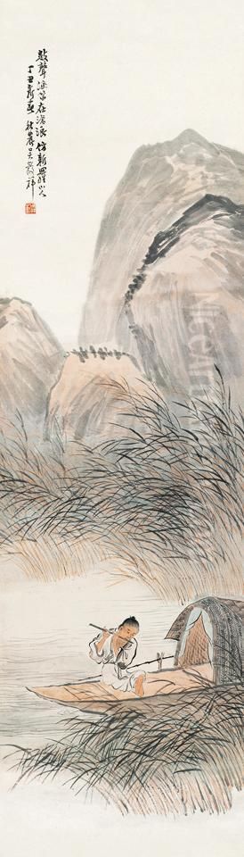 Boating Oil Painting by Wu Guxiang