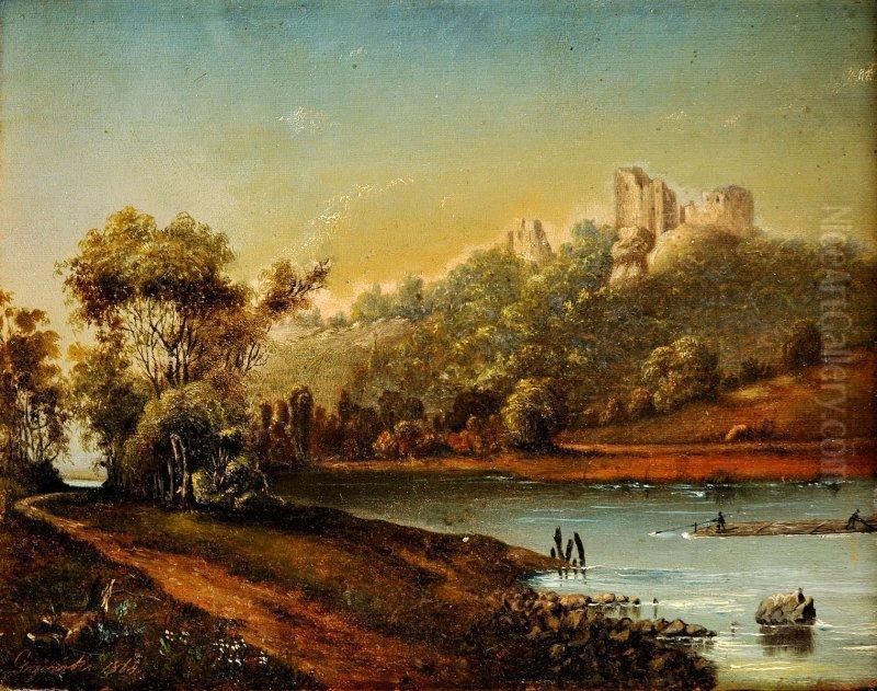 Krajina S Ruinou Hradu Oil Painting by Leo Gyorok