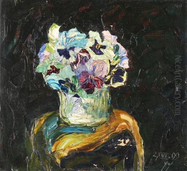 Stiefmutterchen Oil Painting by Wenzel Hablik