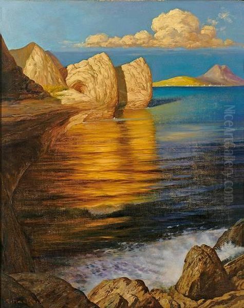 Besonntefelslandschaft Auf Capri Oil Painting by Rudolf Hacke