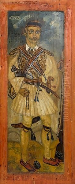 The General Athanasios Proufas Oil Painting by Theofilos (Hadjimichail)