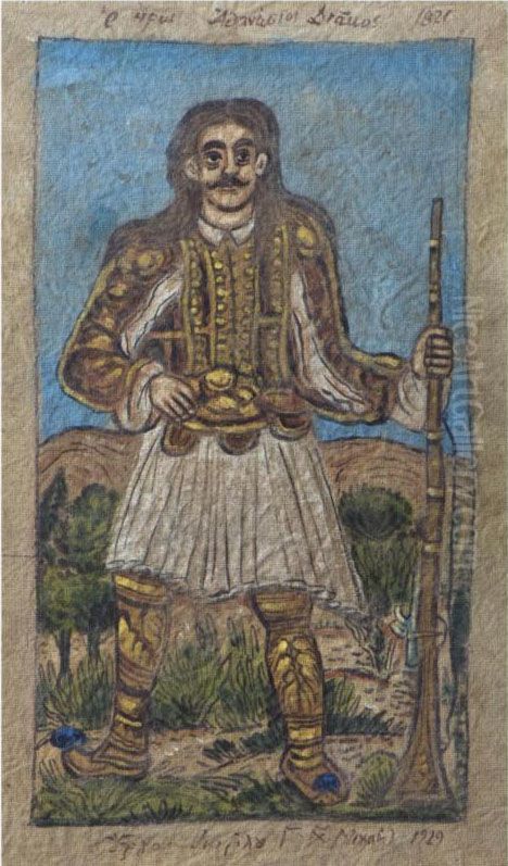 Athanasios Diakos Oil Painting by Theofilos (Hadjimichail)