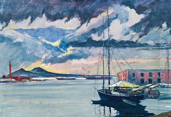 Hafenszene In Neapel Oil Painting by Rudolf Hafner