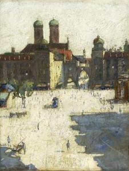 Munchen - Karlsplatz Mit Karlstor Oil Painting by Rudolf Hafner
