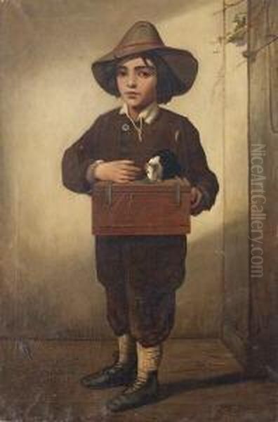 Junge Mit Meerschweinchen. Oil Painting by Paul Hagelstein