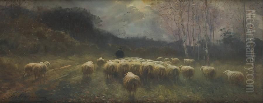 La Rentree Du Troupeau Oil Painting by Maurice Hagemans