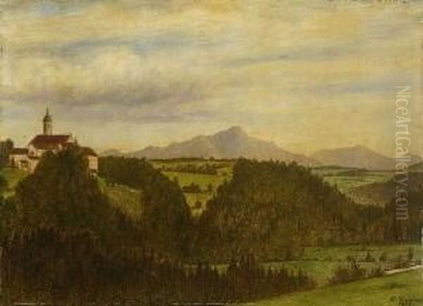 Das Mangfalltal Mit Kloster Weyarn Oil Painting by Karl Haider