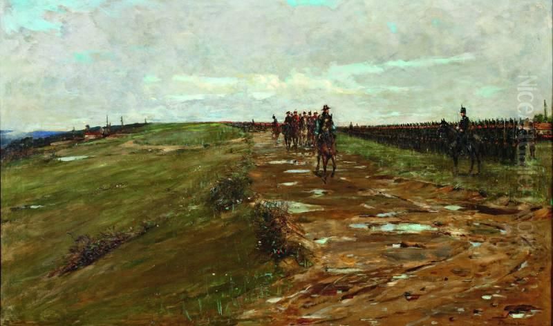 Duke Of Wellington Inspecting The Rifle Brigade Before The Battle Of Waterloo (1815) Oil Painting by Edward Matthew Hale