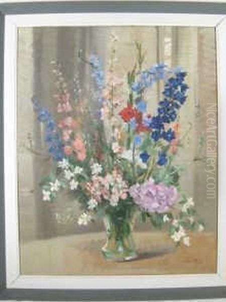 Still Life Ofa Vase Of Flowers, 
Signed Bottom Right Oil Painting by John Howard Hale