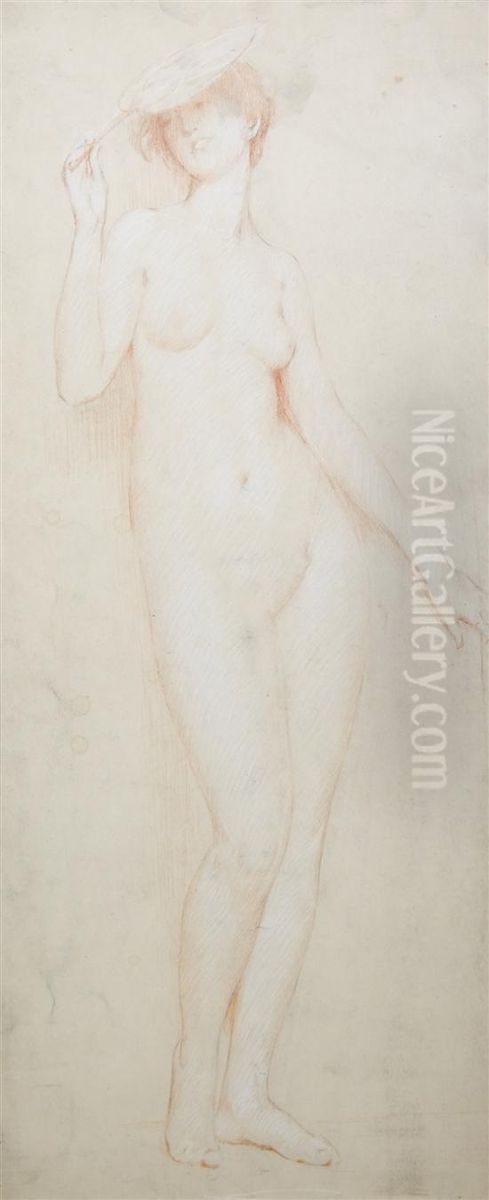Nude With A Fan Oil Painting by Philip Leslie Hale
