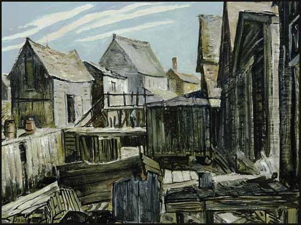 Fishing Shacks, Port Maitland, Nova Scotia Oil Painting by Joseph Sydney Hallam