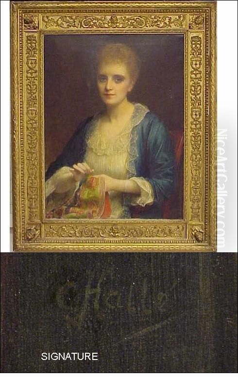 Signed Lowerright Oil Painting by Edward Charles Halle