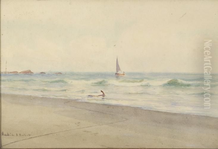 Coastal Scene Withskiff Oil Painting by Hendricks A. Hallett