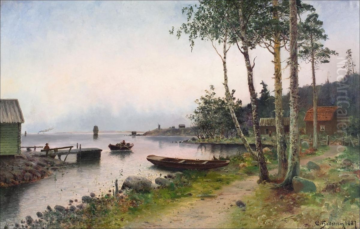 Laivaliikennetta Saaristossa. Oil Painting by Carl Hallstrom