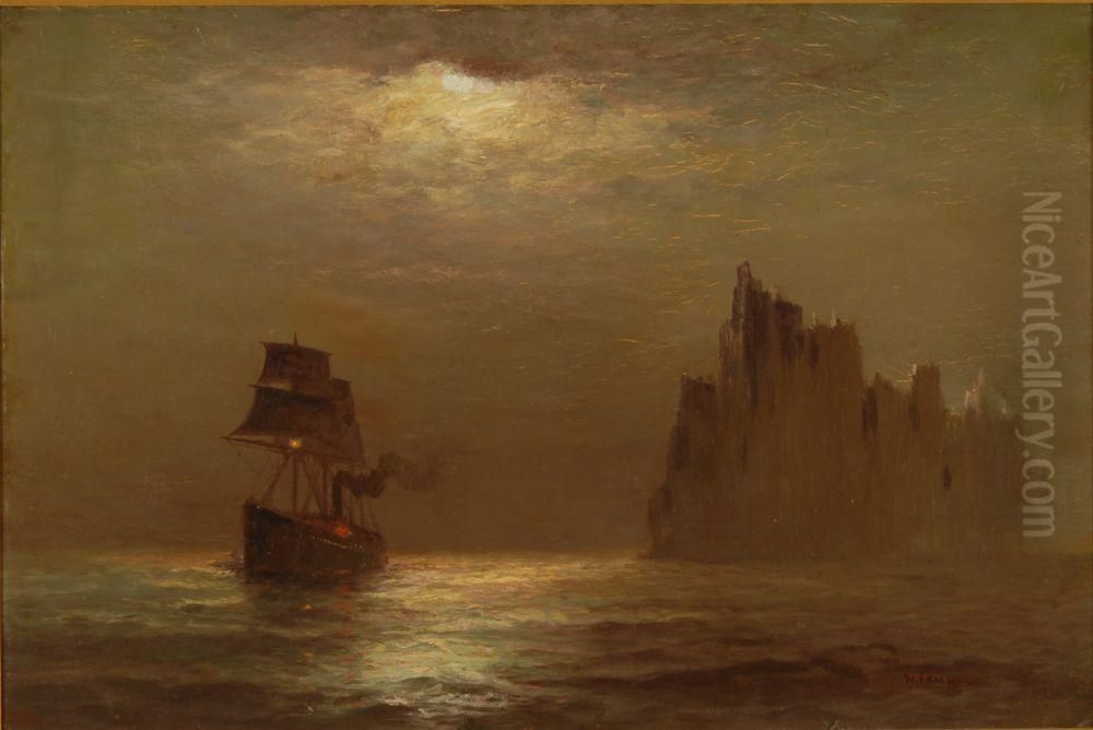 Sail/steam Ship Off An Iceberg Oil Painting by William Formby Halsall