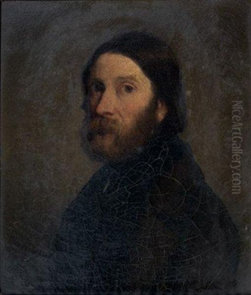 Portrait Du Peintre Honfleurais Par Lui-meme Oil Painting by Jacques Gustave Hamelin