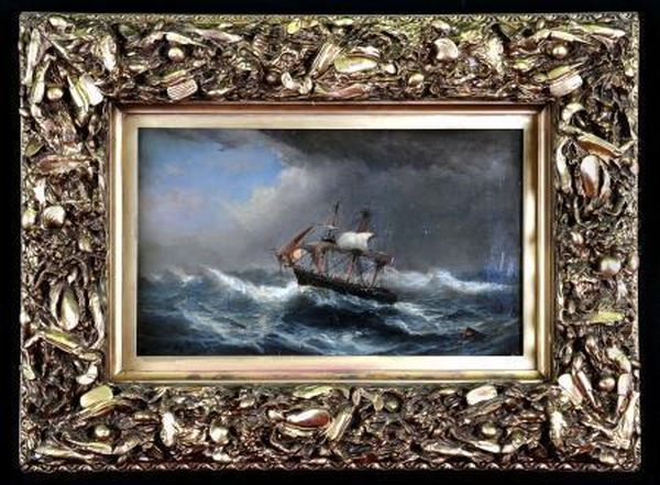 Sailing Ship On A Stormy Sea Oil Painting by Jac Hamilton