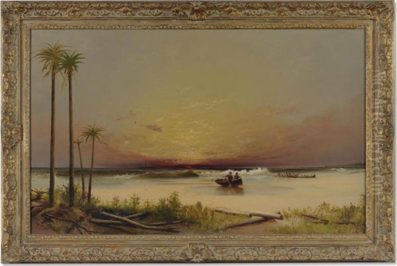 Tropical Seascape Oil Painting by James Hamilton