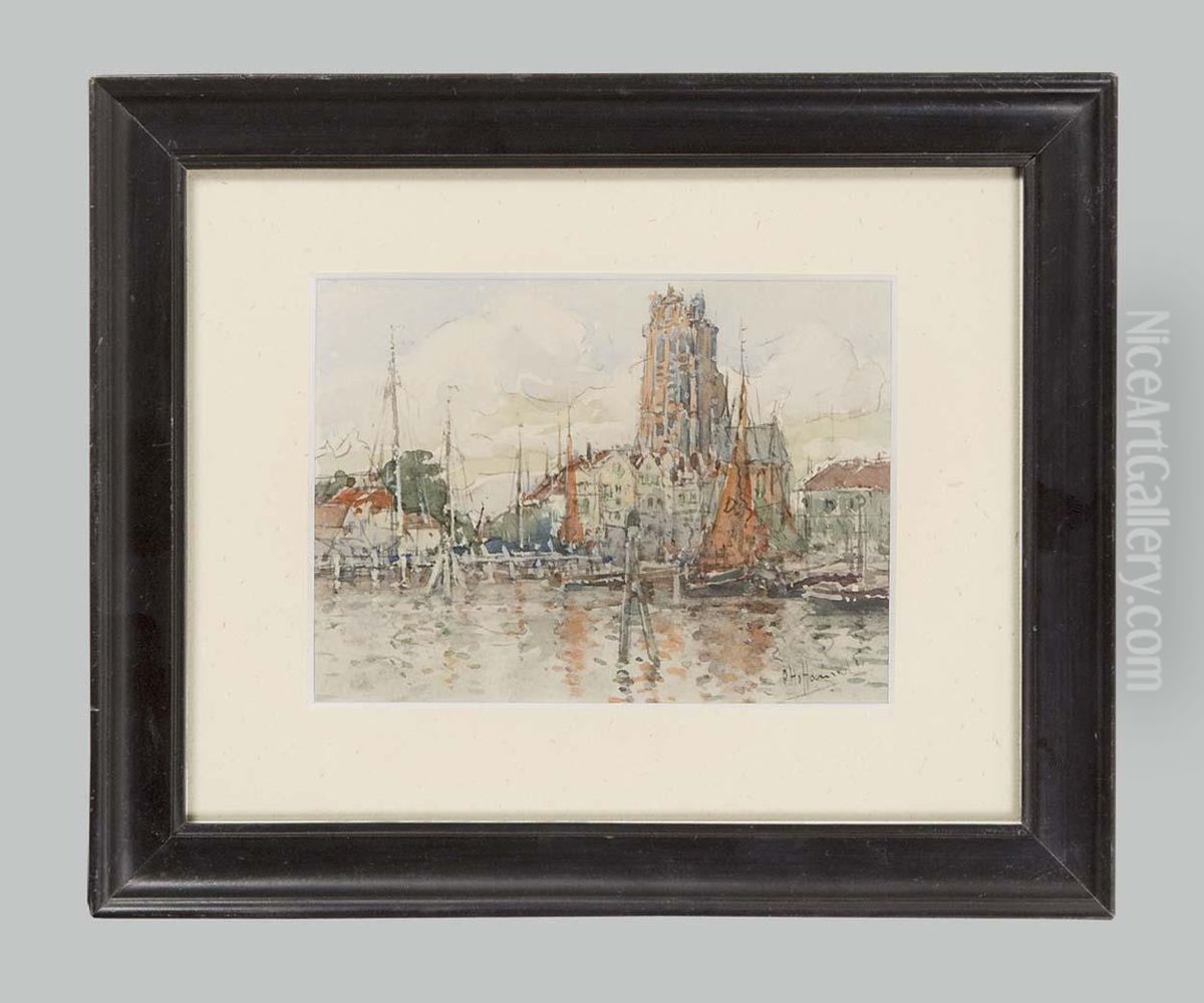 Hafen Von Dordrecht Oil Painting by Otto Hammel