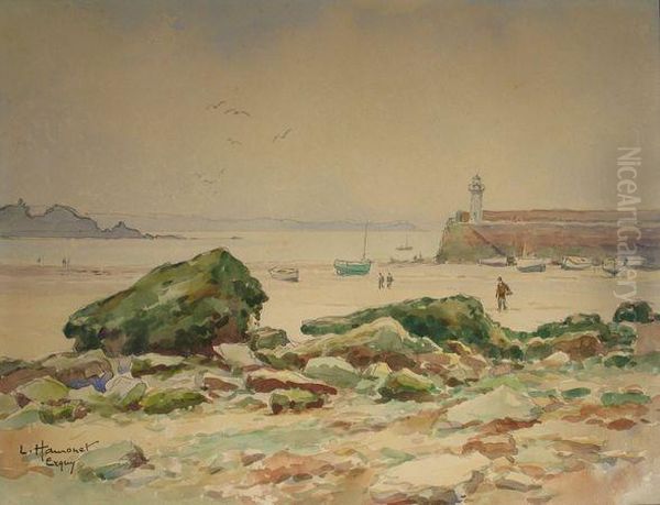 Erquy, Pecheurs A Maree Basse Oil Painting by Leon Hamonet