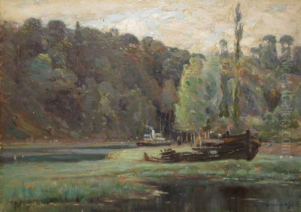 Peniches Au Bord De Rance A Lehon Oil Painting by Leon Hamonet