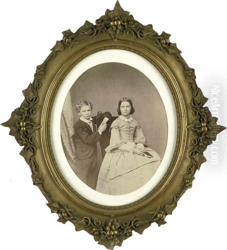 Double Portrait Of The Duchess And Duke Of Bavaria Oil Painting by Hanfstaengl, Franz