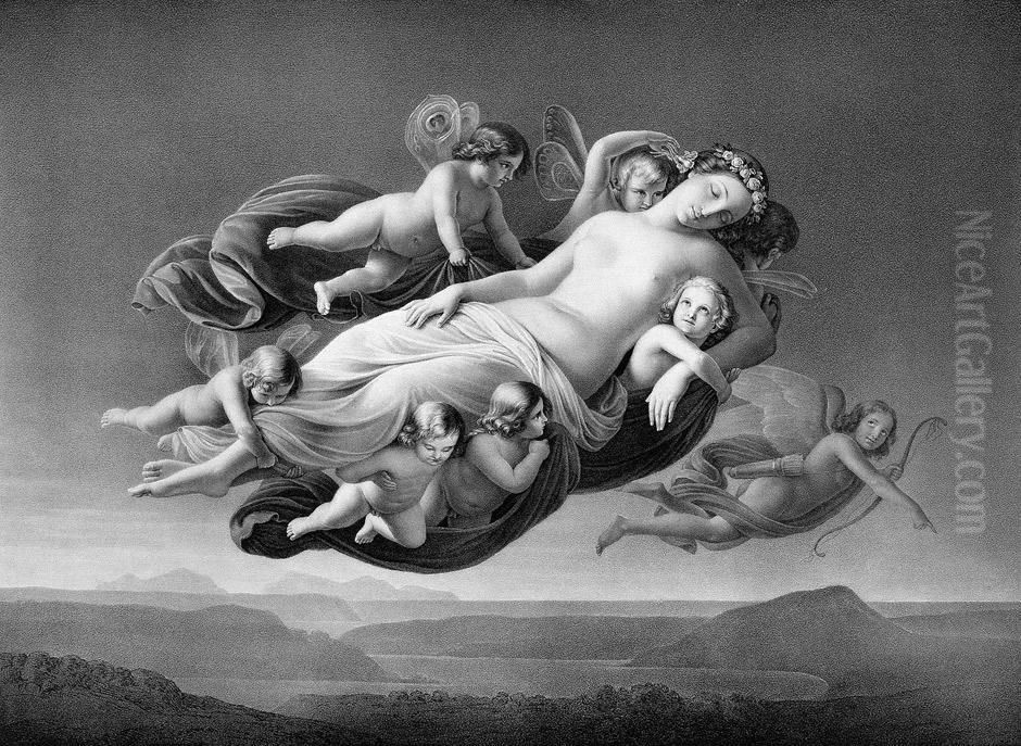 Die Entfuhrung Der Psyche Oil Painting by Hanfstaengl, Franz