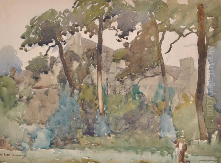 Gardener Beside A Country House Oil Painting by William Lee Hankey