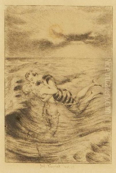 Baigneuse Oil Painting by Jules Armand Hanriot