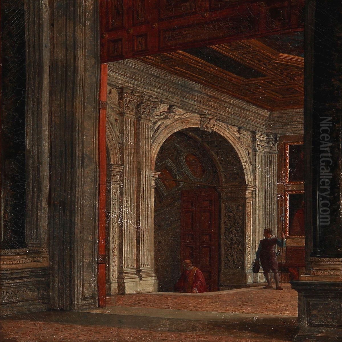 Palace Interior From Venice In Italy Oil Painting by Heinrich Hansen