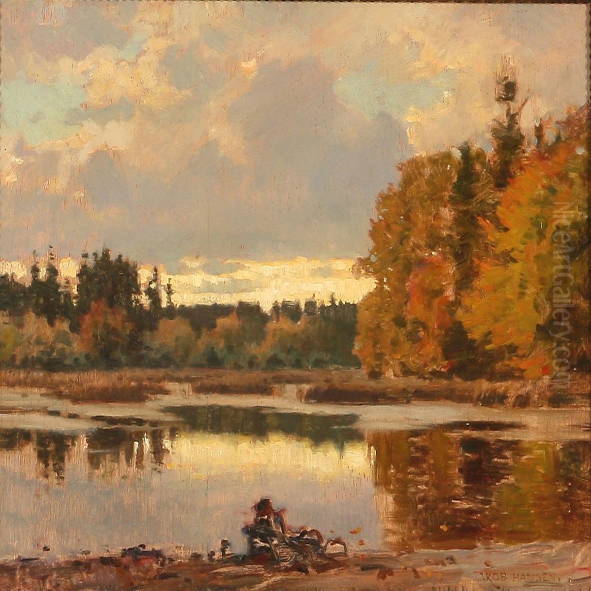 Fonstrup Dam Oil Painting by Jakob Hansen