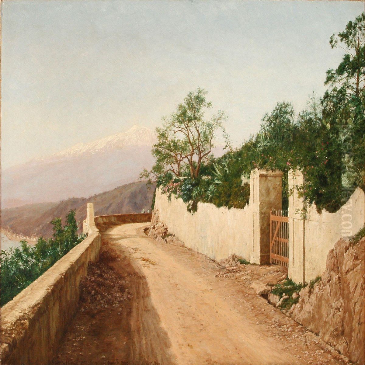 View From Taormina In Sicily Oil Painting by Niels Christian Hansen