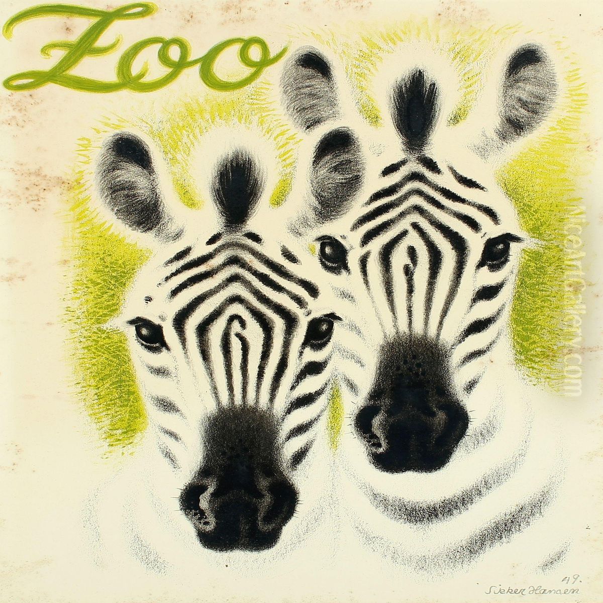 Zoo Oil Painting by Sikker Aage Hansen