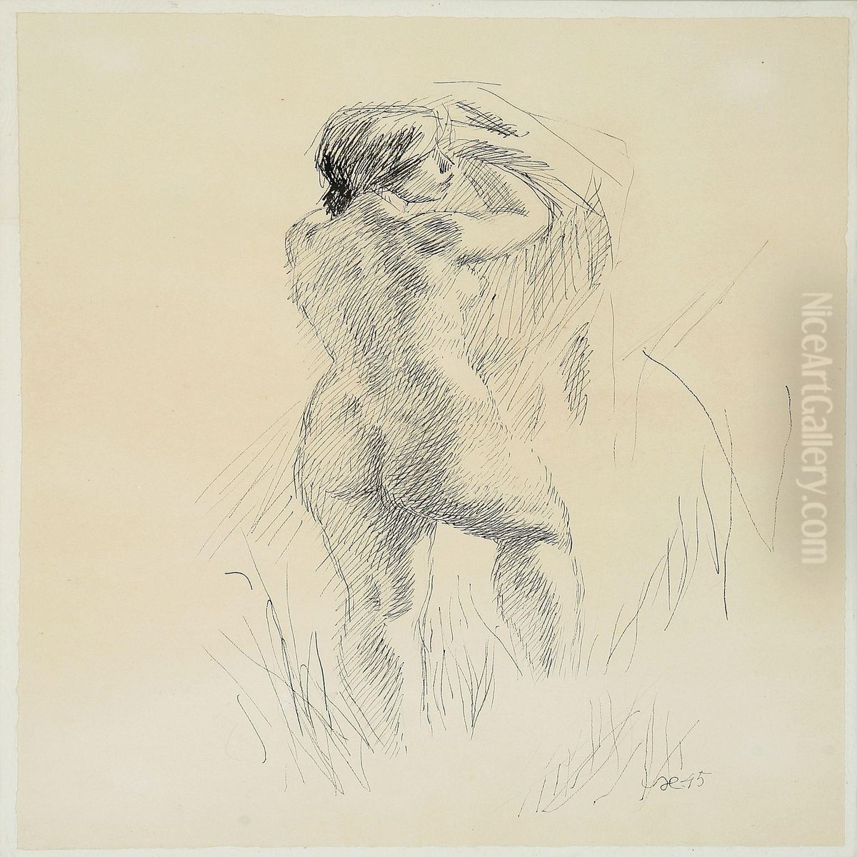 Two Models Oil Painting by Sikker Aage Hansen