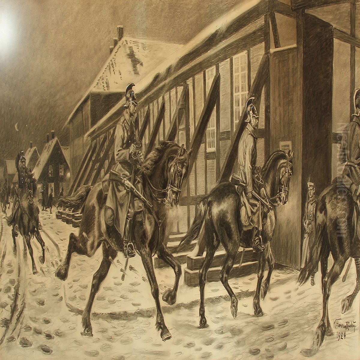 Dragoons On Their Way To Bivouac Oil Painting by Karl Frederik Hansen-Reistrup