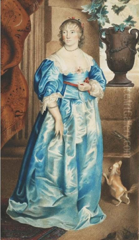 Portrait Of Lady Penelope Spencer After Vandyke Oil Painting by George Perfect Harding
