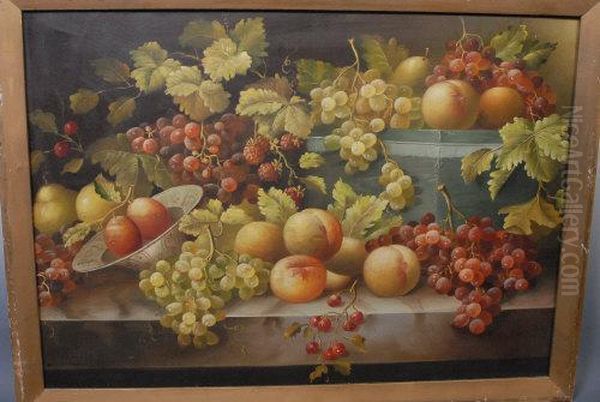 Still Life, Ripe Fruit On A Ledge Oil Painting by Anna Eliza Hardy
