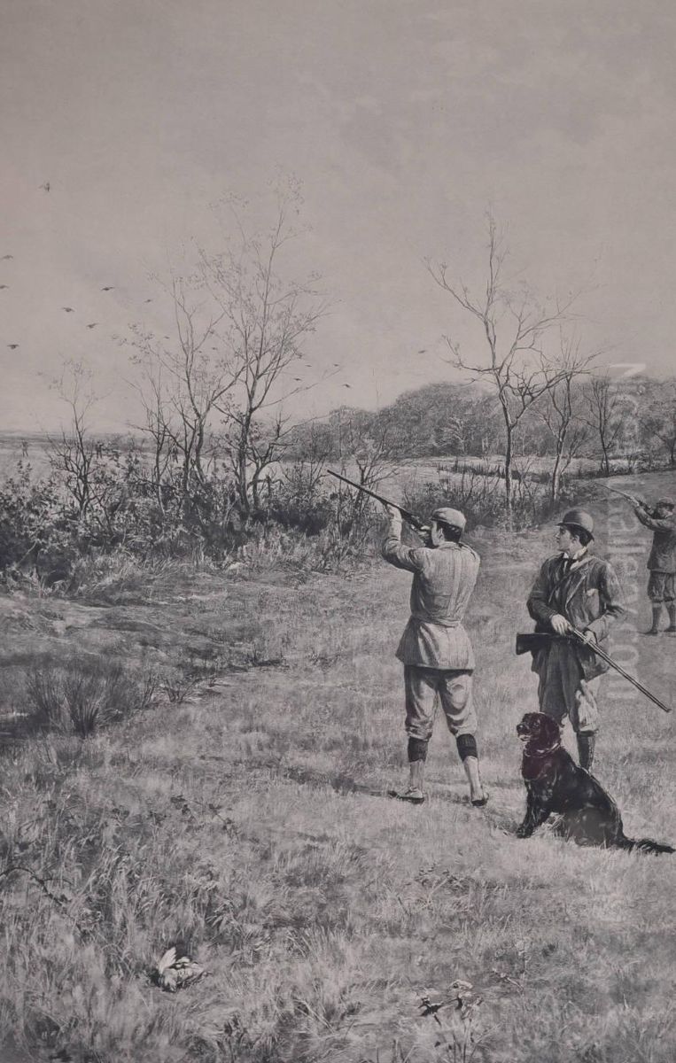 Pheasant Shooting And A Partridge Drive Oil Painting by Heywood Hardy