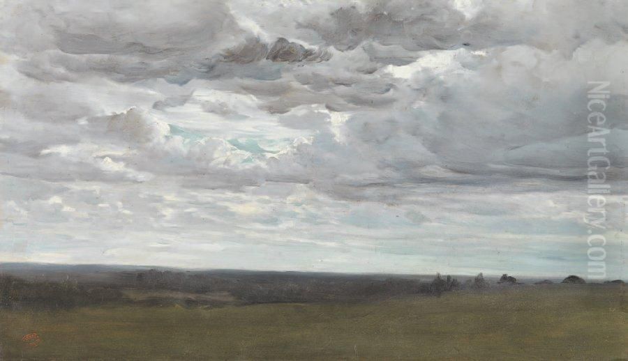 Etude De Ciel Nuageux Sur Une Plaine Oil Painting by Ernest Hareux
