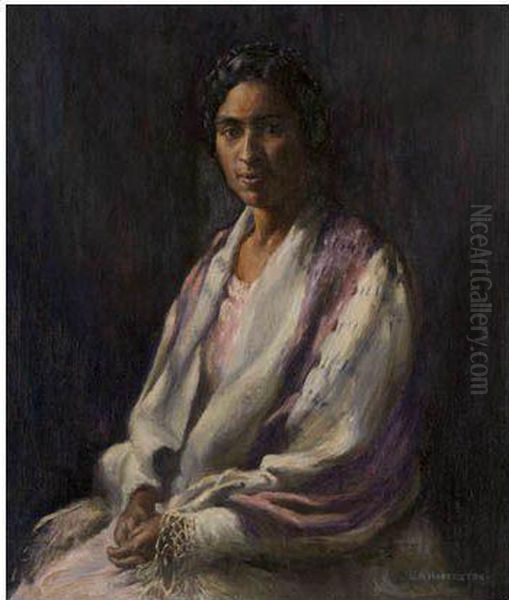 Miss Bailey With The African Shawl Oil Painting by Edwin A. Harleston