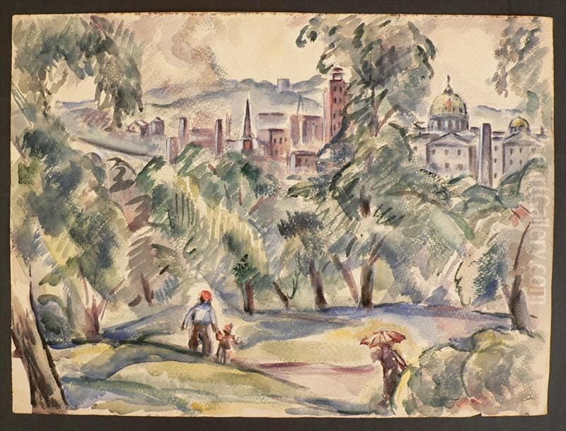 A Normandy Scene With Figures In The Foreground Oil Painting by Catherine Harley Grant