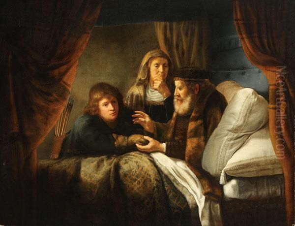 Isaac Blessing Jacob Oil Painting by Harmenszoon van Rijn Rembrandt