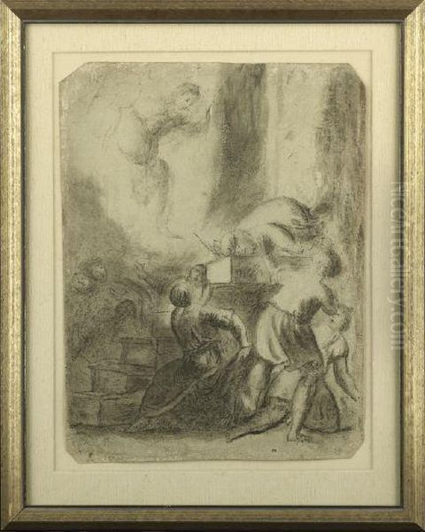 Angel Departing From TheFamily Of Tobias Oil Painting by Harmenszoon van Rijn Rembrandt