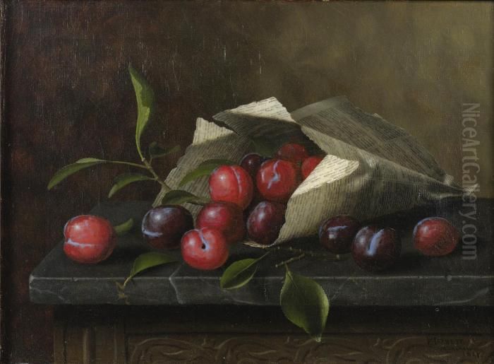 Plums On A Table Oil Painting by William Michael Harnett