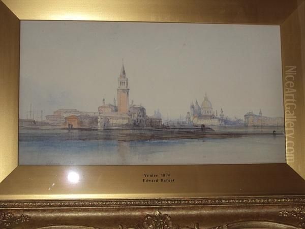 'venice', San Giorgio And Santa Maria Della Salute Oil Painting by Edward Harper