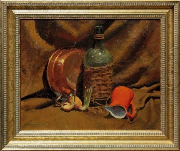 Still Life With Copper And Glass Onions Oil Painting by Edward Steel, Harper Jnr.