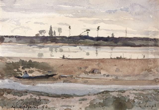 Paysage Fluvial Anime Oil Painting by Henri-Joseph Harpignies