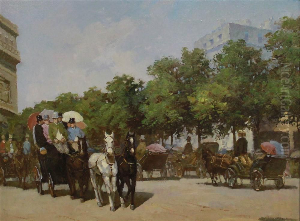 Champs-elysees Oil Painting by Henri-Joseph Harpignies