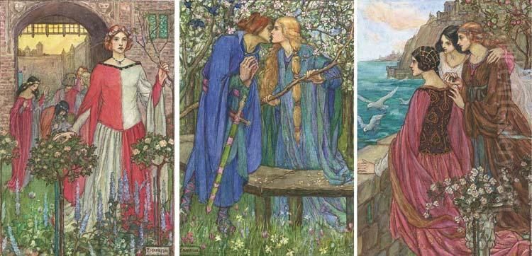 Illustrations For The Early Poems Of William Morris (threeillustrated) Oil Painting by Emma Florence Harrison